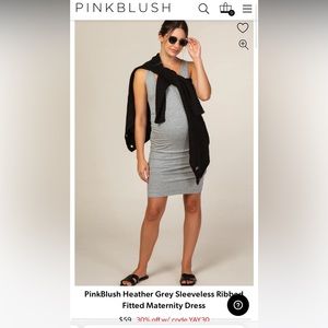 PinkBlush Heather Grey Sleeveless Ribbed Fitted Maternity Dress